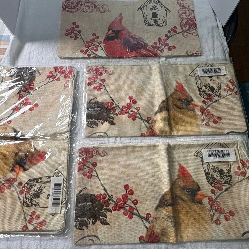 Cardinal/bird Throw Pillow Covers Set of 4 Farmhouse - Picture 1 of 7